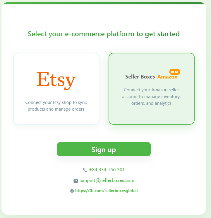Platform selection with Amazon Beta option
